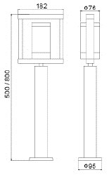 LUMIBRIGHT LVU9822 dimension drawing — 182x500mm