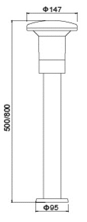 LUMIBRIGHT LVU9828 dimension drawing — Ø147x500mm