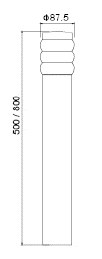LUMIBRIGHT LVU9834 dimension drawing — Ø87.5x500mm