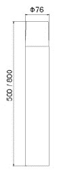 LUMIBRIGHT LVU9836 dimension drawing — Ø76x500mm