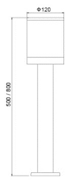 LUMIBRIGHT LVU9838 dimension drawing — Ø120x500mm