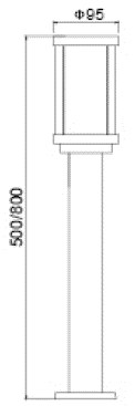 LUMIBRIGHT LVU9840 dimension drawing — Ø95x500mm