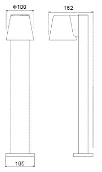LUMIBRIGHT LVU9842 dimension drawing — Ø100x162x500mm