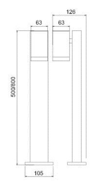 LUMIBRIGHT LVU9846 dimension drawing — 63x500mm