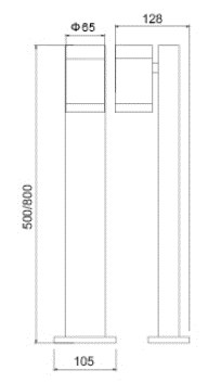 LUMIBRIGHT LVU9848 dimension drawing — Ø65x500mm