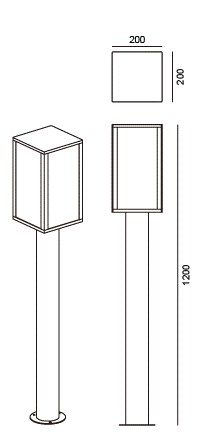 LUMIBRIGHT LVU9855 dimension drawing — 200x200x1200mm