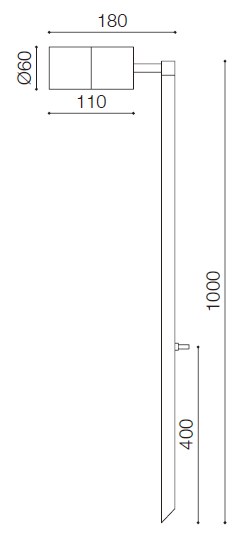 LUMIBRIGHT LVU9859 dimension drawing — Ø60x180x1000mm